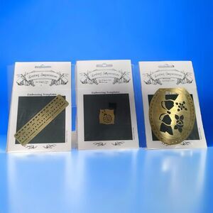 Vintage 90s USA Lasting Impressions Brass Embossing Templates Ladybug Hearts Bow